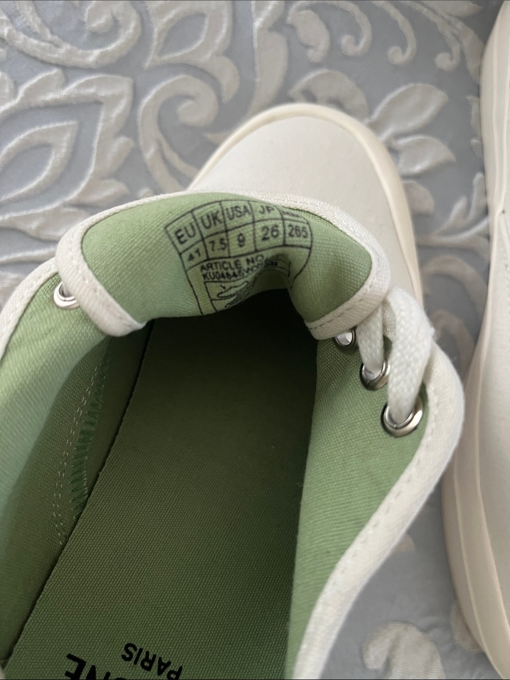 MAISON KITSUNÉ Off-White Canvas Low-Top Sneakers- NEW - Picture 5 of 11